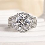 S925 Maxine Unique Halo Design Round Cut Engagement Ring In Sterling Silver - Image 5