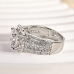 S925 Maxine Unique Halo Design Round Cut Engagement Ring In Sterling Silver - Image 7