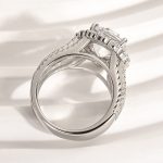 S925 Maxine Unique Halo Design Round Cut Engagement Ring In Sterling Silver - Image 6