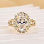 S925 4.0Ct Halo Oval Cut Split Shank Engagement Ring Promise Ring For Her - Image 3