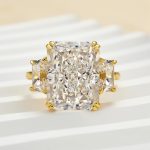 S925 Luxurious Radiant Cut Three Stone Women's Engagement Ring In Sterling Silver - Image 3