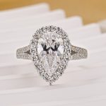 S925 2.5Ct Halo Pear Cut Split Shank Engagement Ring In Sterling Silver - Image 4