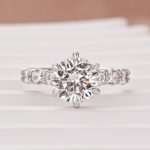 S925 Moissanite 2.0 Ct 6 Prong Round Cut White Gold Engagement Ring - Image 4