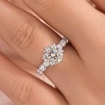 S925 Moissanite 2.0 Ct 6 Prong Round Cut White Gold Engagement Ring