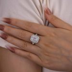 S925 Maxine Luxurious Double Halo Emerald Cut Engagement Ring in Sterling Silver - Image 8