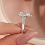 S925 2.5Ct Halo Pear Cut Split Shank Engagement Ring In Sterling Silver - Image 3