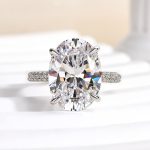 S925 8.0Ct Oval Cut Simulated Diamond Engagement Ring - Image 3