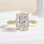 S925 Honorable Yellow Gold/White Gold Crushed Ice Cushion Cut Engagement Ring - Image 3
