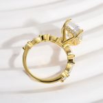 S925 Honorable Yellow Gold/White Gold Crushed Ice Cushion Cut Engagement Ring - Image 4