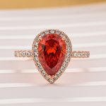 2.2 Carat Simulated Diamond Pear Cut Red Stone Halo Engagement Ring - Image 3
