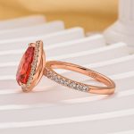 2.2 Carat Simulated Diamond Pear Cut Red Stone Halo Engagement Ring - Image 4