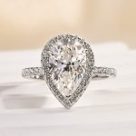S925 Maxine Moissanite Halo 2.5Ct Carat Pear Cut Engagement Ring - Image 6