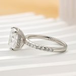 S925 3.0 Carat Cushion Cut White Sapphire Women's Engagement Ring In Sterling Silver - Image 6