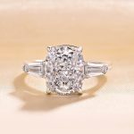 S925 Exquisite White Gold Cushion Cut Three Stone Engagement Ring In Sterling Silver - Image 4