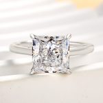 S925 Stunning Square Solitaire Princess Cut Engagement Ring - Image 5