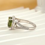 S925 Maxine Vintage Green Stone Split Shank Cushion Cut Engagement Ring - Image 5