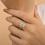 S925 Maxine Attractive Halo Emerald Cut Engagement Ring - Image 11