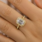 S925 Maxine Attractive Halo Emerald Cut Engagement Ring - Image 8