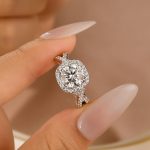 S925 Moissanite 2.0Ct Halo Round Cut Twist White Gold Engagement Ring