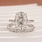 S925 Solitaire 5.5Ct Oval Cut 18K Yellow Gold/ White Gold Wedding Ring Set With Round Cut Wedding Band - Image 16