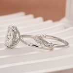 S925 Solitaire 5.5Ct Oval Cut 18K Yellow Gold/ White Gold Wedding Ring Set With Round Cut Wedding Band - Image 17