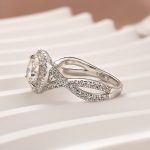 S925 Moissanite 2.0Ct Halo Round Cut Twist White Gold Engagement Ring - Image 4