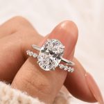 S925 Solitaire 5.5Ct Oval Cut 18K Yellow Gold/ White Gold Wedding Ring Set With Round Cut Wedding Band - Image 7
