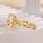 S925 Stunning Yellow Gold Cushion Cut Simulated Diamond Engagement Ring In Sterling Silver - Image 4