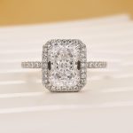 S925 Maxine Halo Radiant Cut Engagement Ring In Sterling Silver - Image 4