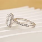 S925 Maxine Halo Radiant Cut Engagement Ring In Sterling Silver - Image 5
