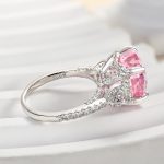 S925 Royal Romantic 5.0 CT Pink Heart Cut Engagement Ring In Sterling Silver - Image 5