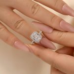 S925 Maxine Halo Radiant Cut Engagement Ring In Sterling Silver - Image 2