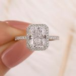 S925 Maxine Halo Radiant Cut Engagement Ring In Sterling Silver