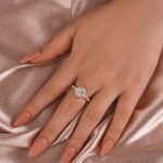S925 Maxine Moissanite 1.0 Ct Halo Round Cut Yellow Gold Promise Ring - Image 3