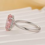 S925 Classic Pink 4.0Ct Solitaire Oval Cut Hidden Halo Engagement Ring In Sterling Silver - Image 4