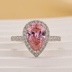 S925 Classic 2.2 Carat Pink Pear Cut Halo Engagement Ring for Her - Image 3