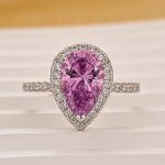 S925 Classic 2.2 Carat Purple Pear Cut Halo Engagement Ring for Her - Image 3