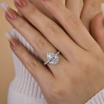 S925 Classic 2.2 Carat Simulated Diamond Pear Cut Halo Engagement Ring for Her - Image 5