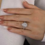 S925 Classic 2.2 Carat Simulated Diamond Pear Cut Halo Engagement Ring for Her - Image 2
