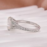 S925 Moissanite 3.0Ct Cushion Cut Split Shank White Gold Engagement Ring - Image 5