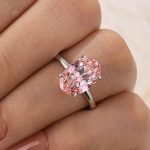 S925 Classic Pink 4.0Ct Solitaire Oval Cut Hidden Halo Engagement Ring In Sterling Silver