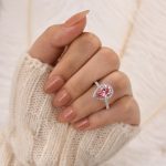 S925 Classic 2.2 Carat Pink Pear Cut Halo Engagement Ring for Her - Image 2