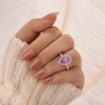 S925 Classic 2.2 Carat Purple Pear Cut Halo Engagement Ring for Her - Image 2
