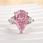 S925 Gorgeous Pear Cut Pink &Yellow Sapphire Three Stone Engagement Ring - Image 3
