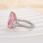 S925 Gorgeous Pear Cut Pink &Yellow Sapphire Three Stone Engagement Ring - Image 5