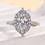 S925 Unique Design Halo Oval Cut Sona Simulated Diamond Engagement Ring In Sterling Silver - Image 4