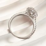 S925 Unique Design Halo Oval Cut Sona Simulated Diamond Engagement Ring In Sterling Silver - Image 5