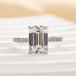 S925 Classic Emerald Cut Women's Engagement Ring In White Gold - Image 4