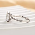 S925 Classic Emerald Cut Women's Engagement Ring In White Gold - Image 5