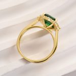 S925 Yellow Gold Halo Emerald Cut Engagement Ring In Sterling Silver - Image 7